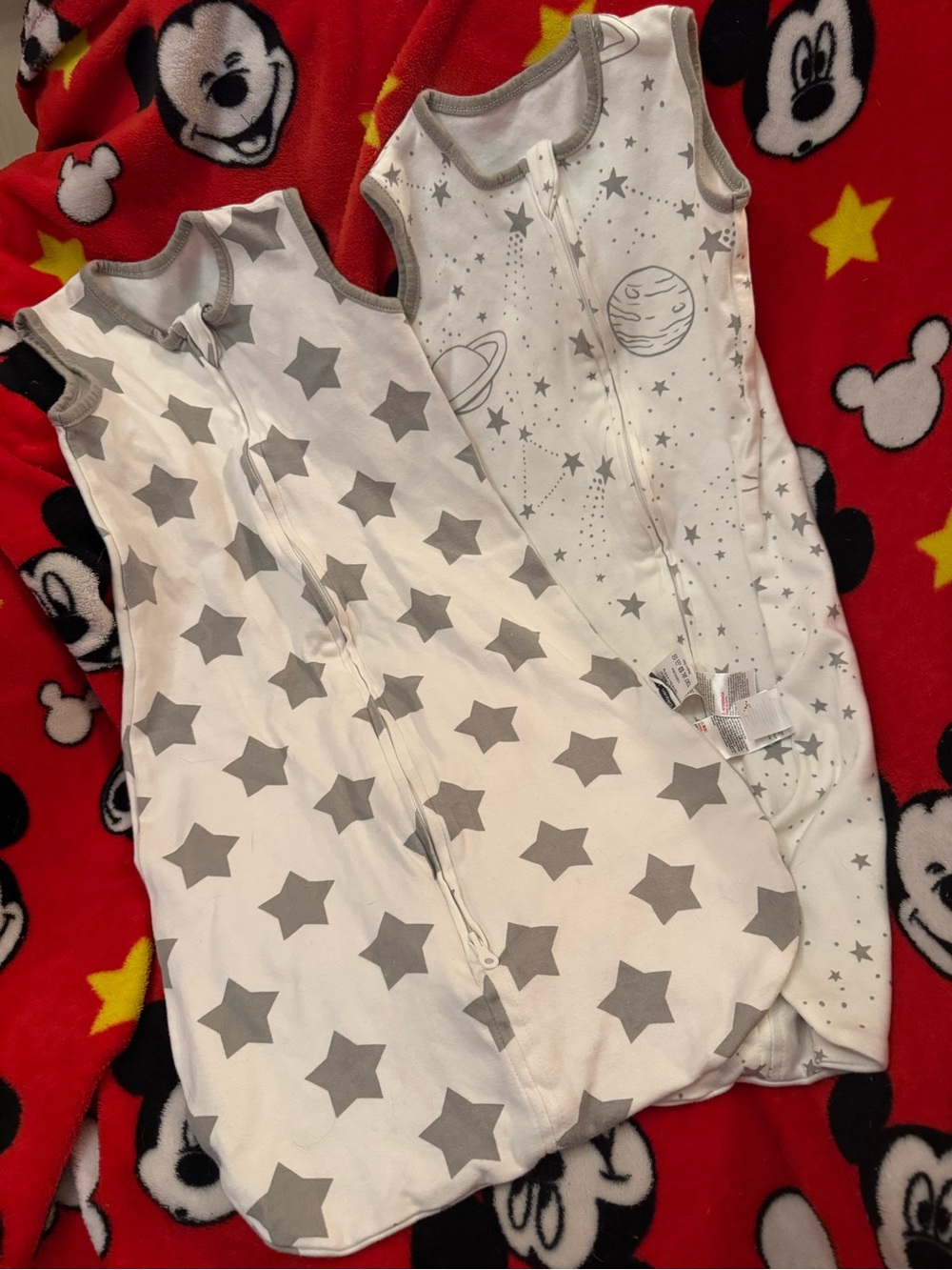 Baby Sleep Sack Pajama - Set of 2 Gray Star & Planet Print Sleeveless Zipper C6